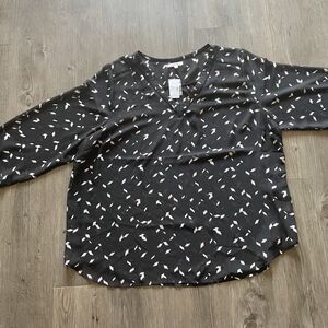 Maurices Black Blouse with White and Pink Accents